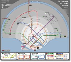 Singapore MRT & LRT train / rail map